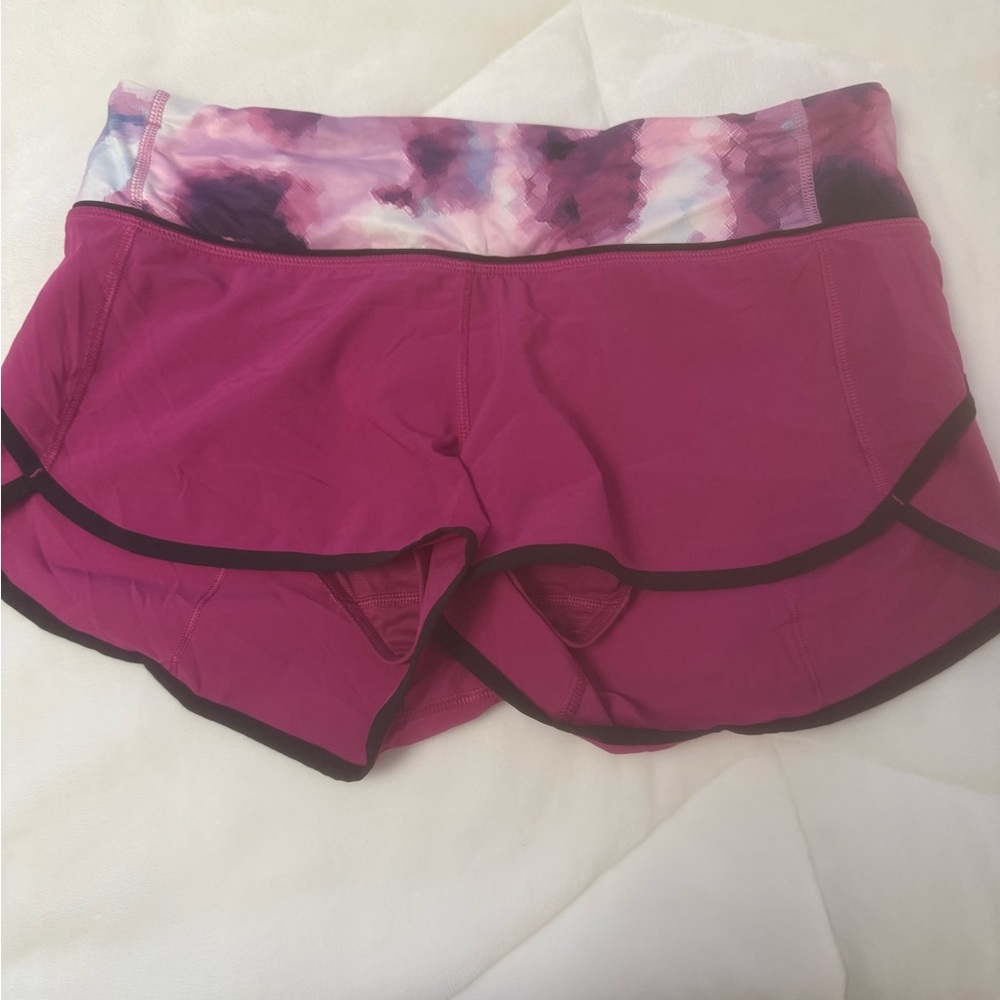 lululemon athletica Magenta Athletic Shorts with Multi-Color Waistband